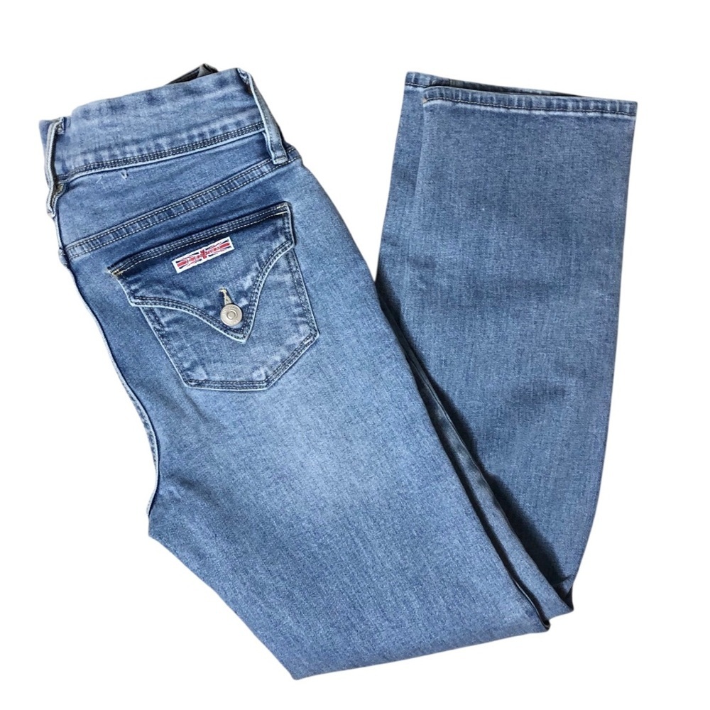 Hudson Y2K Flap Pocket Jeans Women Sz 2 Mid-Rise Straight Lightwash Casual Retro